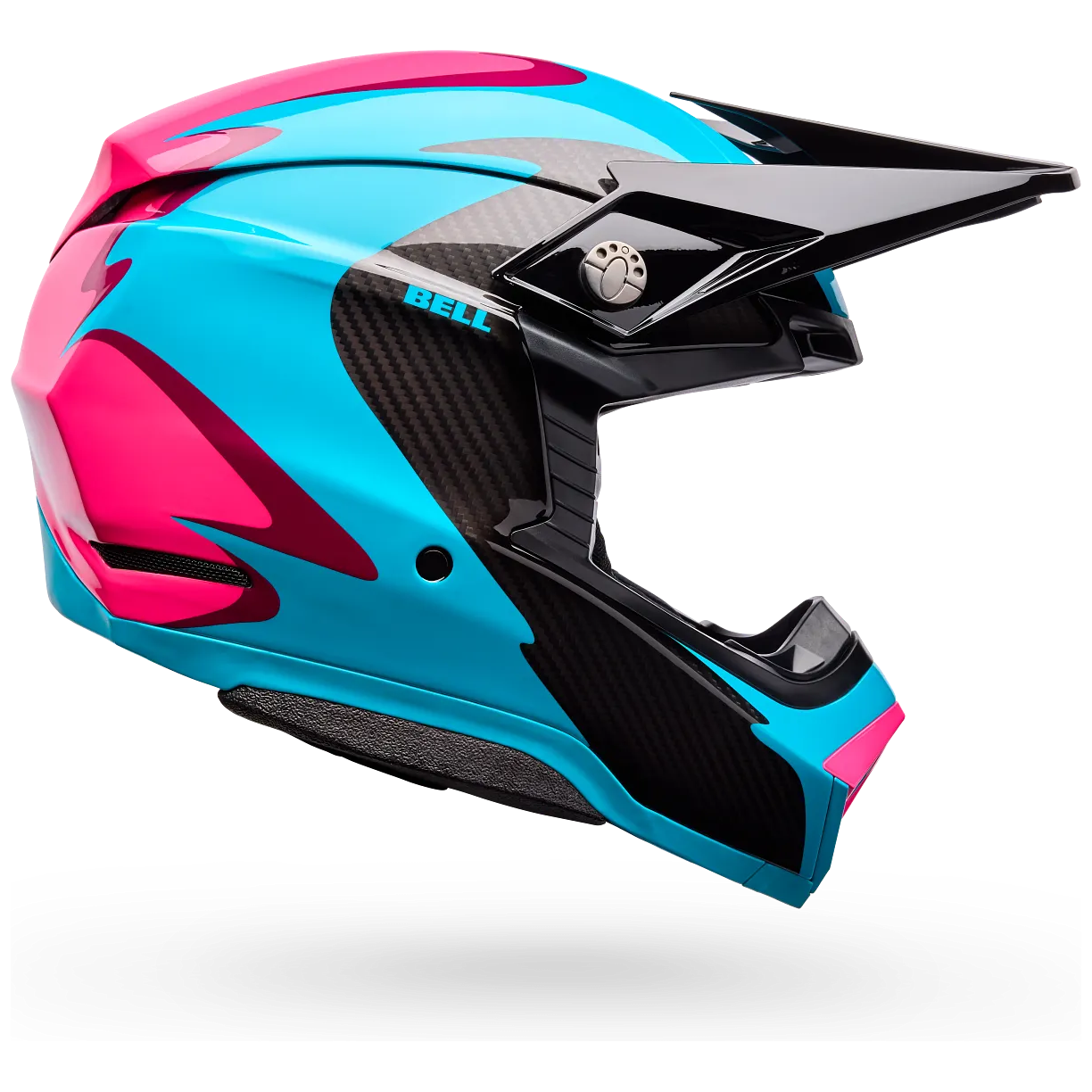 Bell Moto-10 Spherical Fluid ECE 22.06 Green / Pink motocross helmet, side profile view