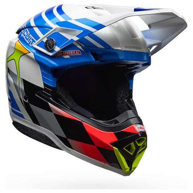 Bell Moto-10 Spherical PC ECE 22.06 Gloss Blue / White motocross helmet, right-side profile