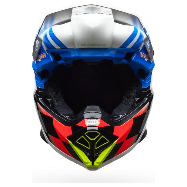 Bell Moto-10 Spherical PC ECE 22.06 Gloss Blue / White motocross helmet, front view