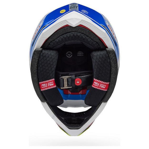 Bell Moto-10 Spherical PC ECE 22.06 Gloss Blue / White motocross helmet, interior view