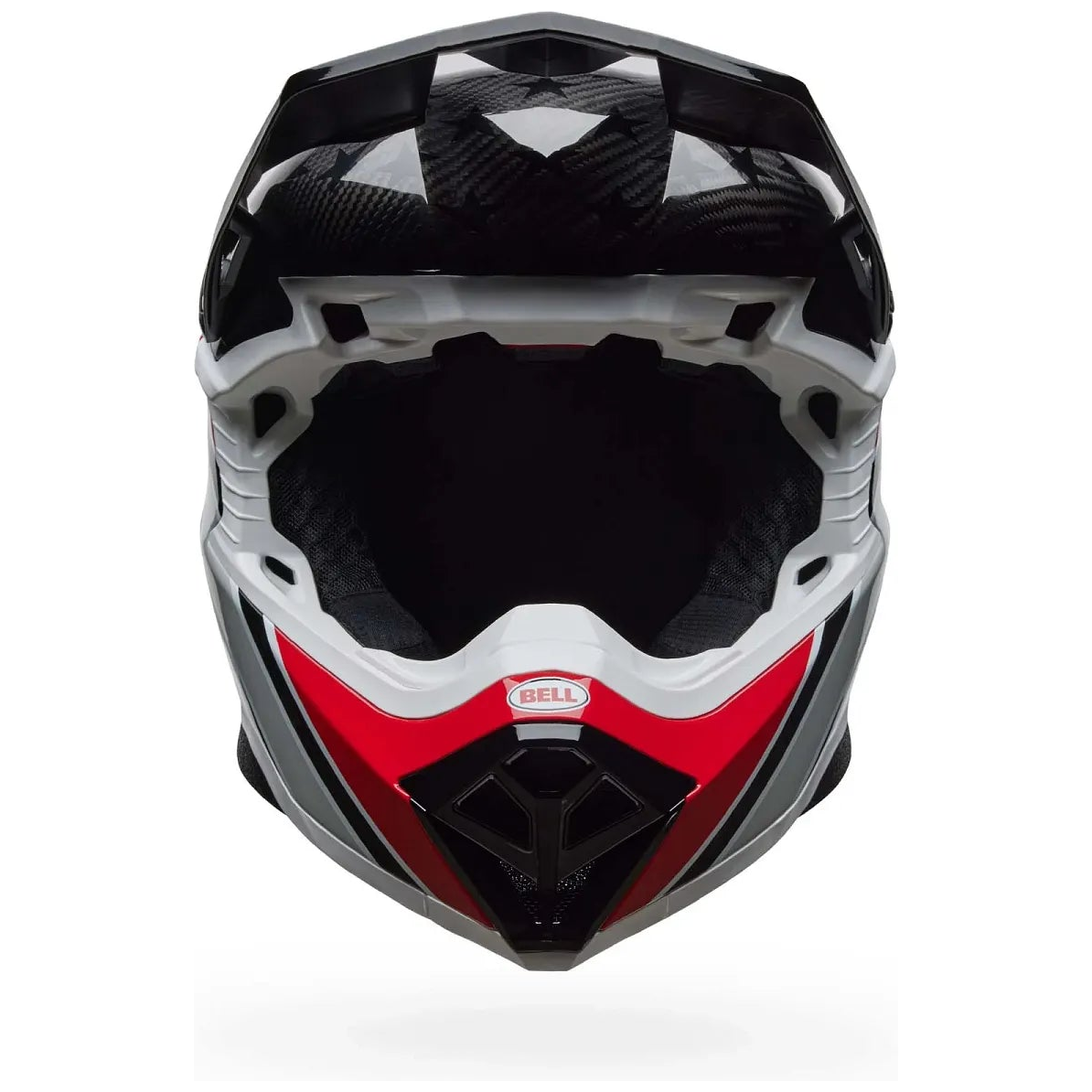 Bell Moto-10 Spherical RSD Glory ECE 22.06 White / Red / Blue motocross helmet, front view