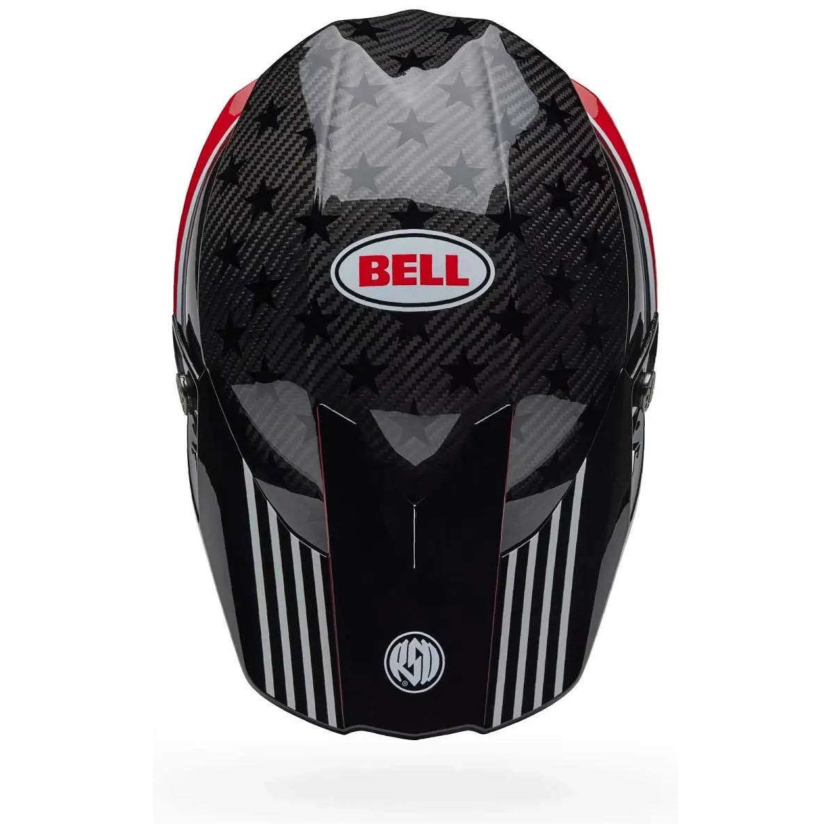 Bell Moto-10 Spherical RSD Glory ECE 22.06 White / Red / Blue motocross helmet, top view