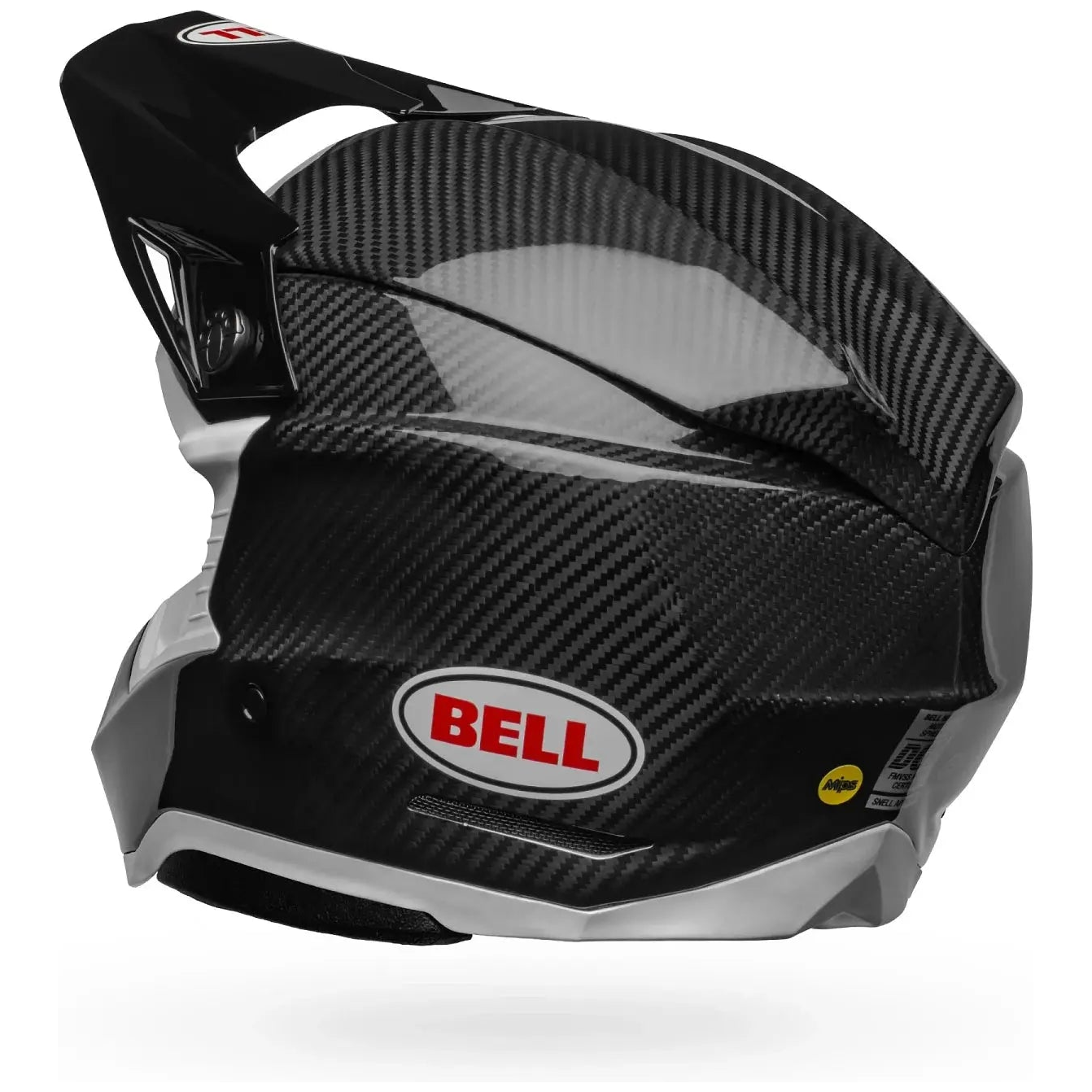 Bell Moto-10 Spherical Solid ECE 22.06 Black / White motocross helmet, rear three-quarter view