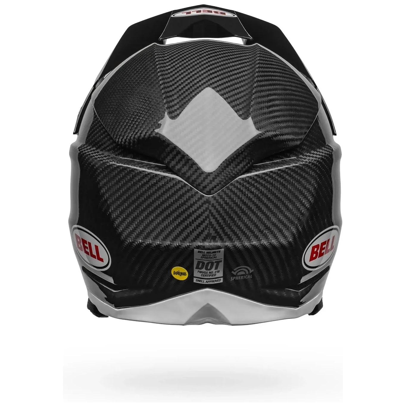 Bell Moto-10 Spherical Solid ECE 22.06 Black / White motocross helmet, rear view