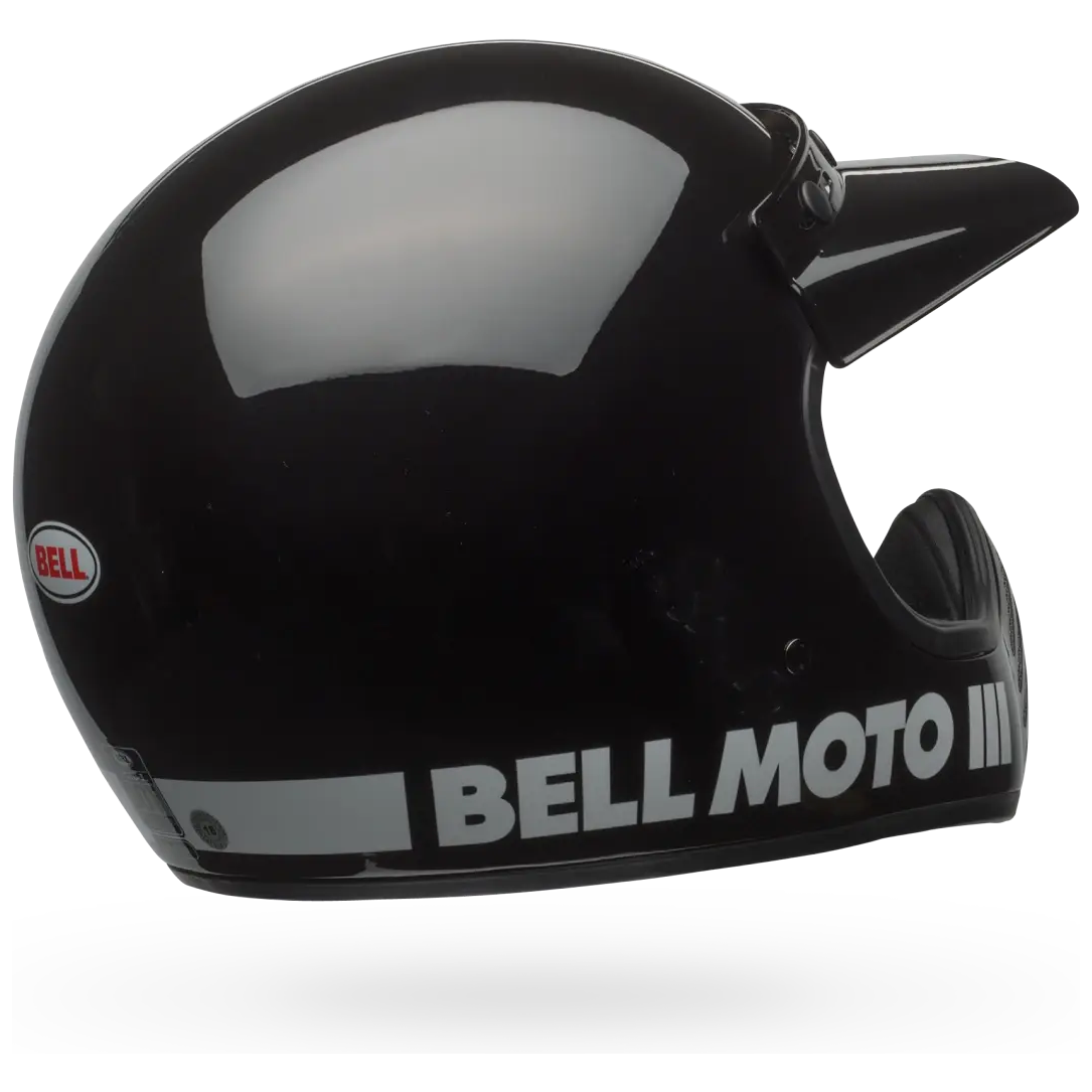 Bell Moto-3 Classic ECE 22.06 Black full-face motorcycle helmet, opposite rear three-quarter view