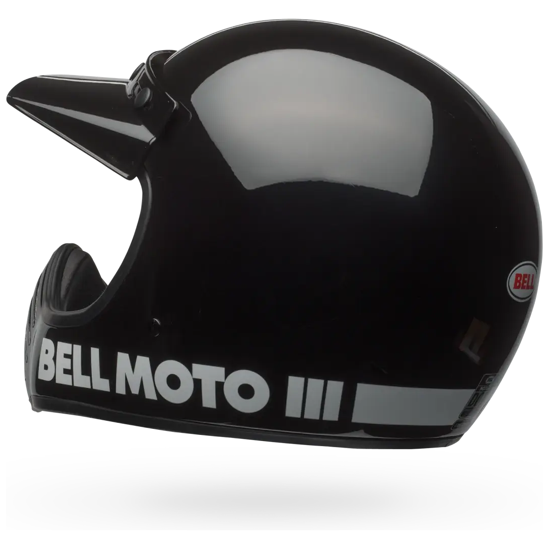 Bell Moto-3 Classic ECE 22.06 Black full-face motorcycle helmet, rear three-quarter view