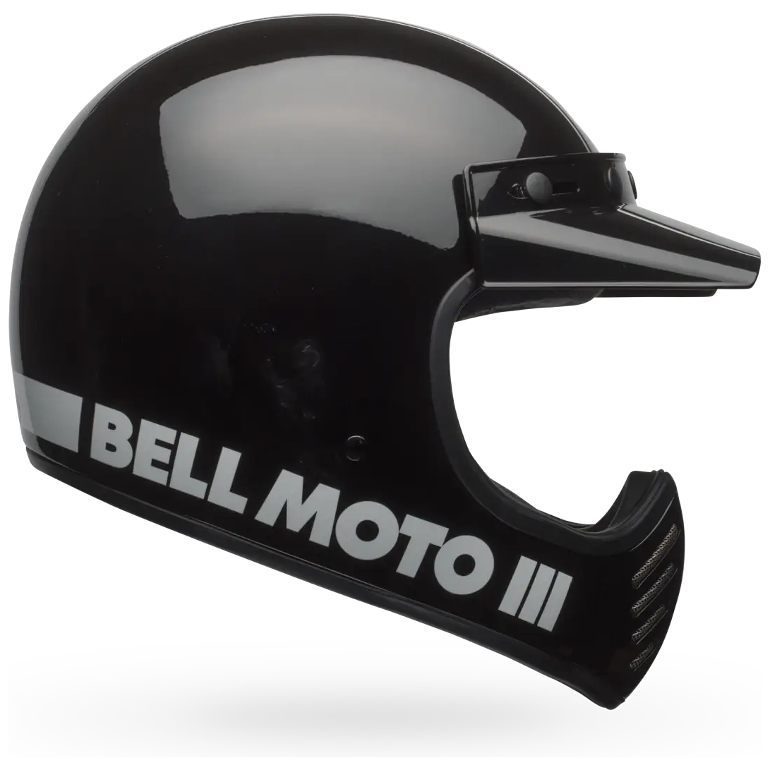 Bell Moto-3 Classic ECE 22.06 Black full-face motorcycle helmet, side profile view