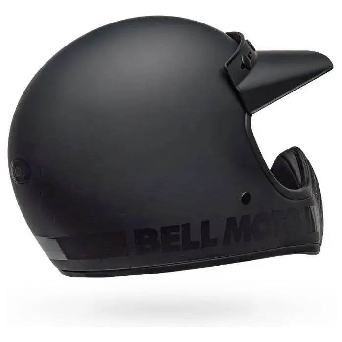 Bell Moto-3 Classic ECE 22.06 Matt Black full-face motorcycle helmet, opposite rear three-quarter view