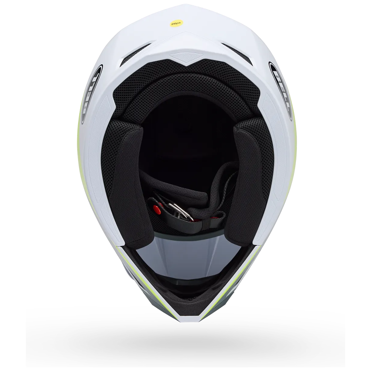 Bell MX-10 MIPS Aviator ECE 22.06 White / Green motocross helmet, interior lining view