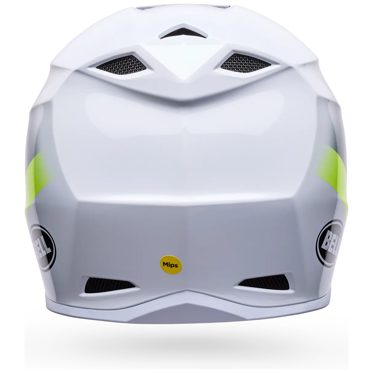 Bell MX-10 MIPS Aviator Youth ECE 22.06 White / Green motocross helmet, rear view