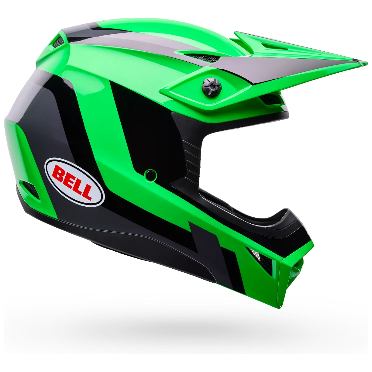 Bell MX-10 MIPS Dyno ECE 22.06 Green / Grey motocross helmet, side profile view