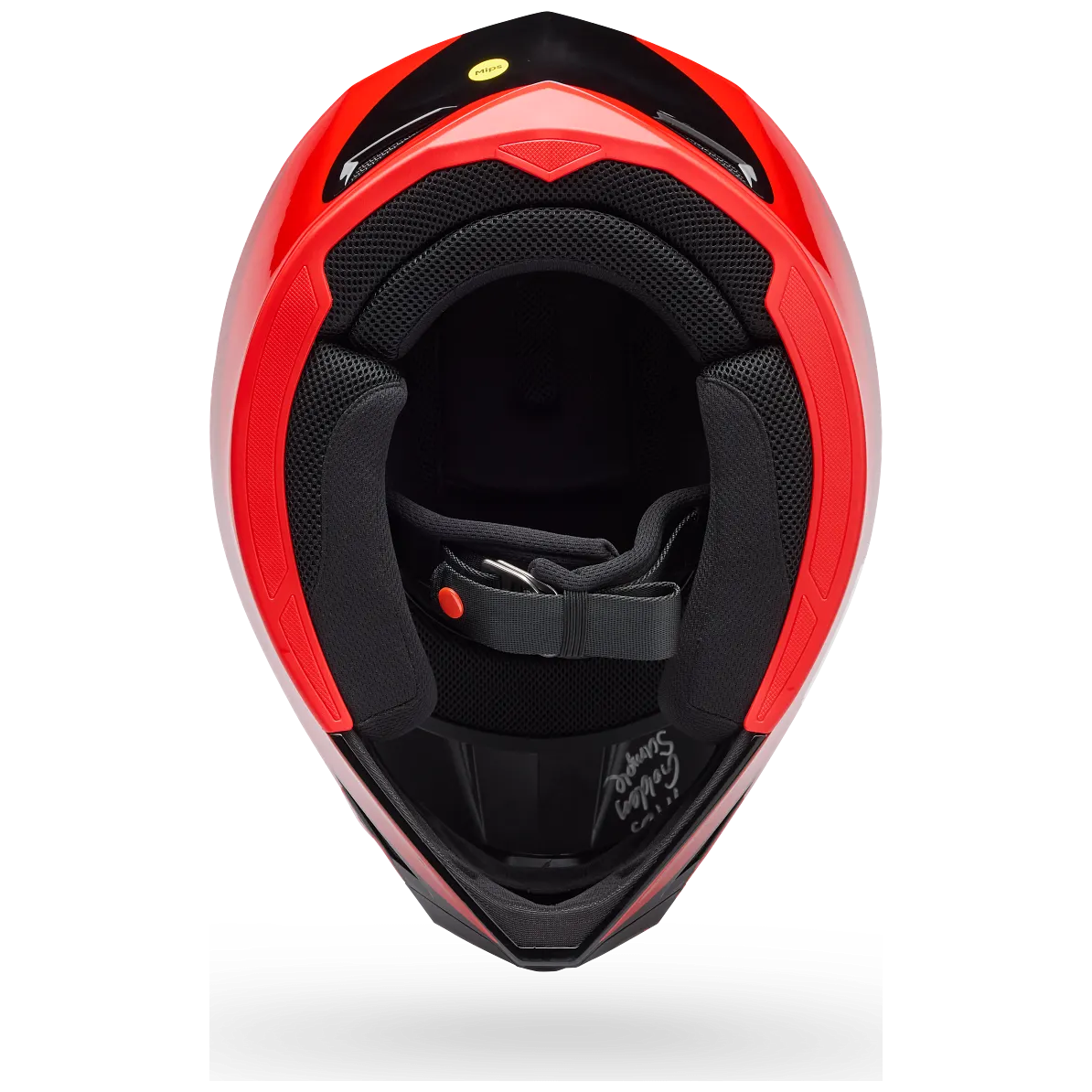 Bell MX-10 MIPS Wave ECE 22.06 Red / Black motocross helmet, interior lining view