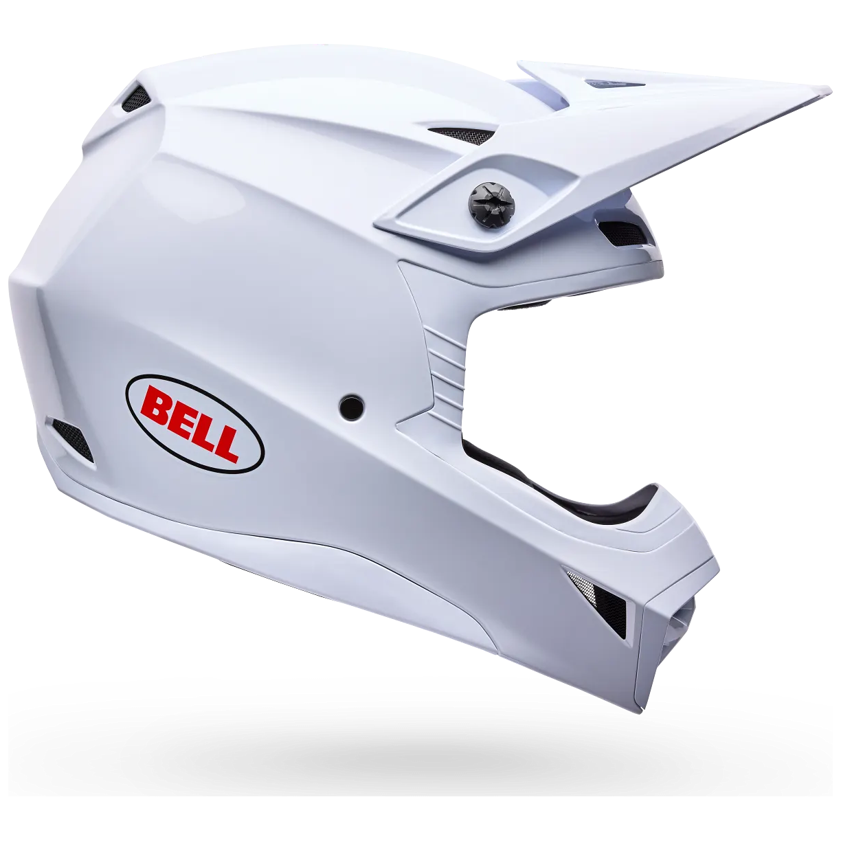 Bell MX-10 MIPS Youth Solid ECE 22.06 White motocross helmet, side profile view