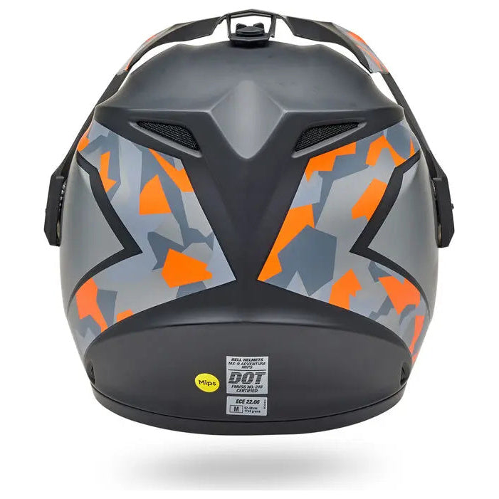 Bell MX-9 Adventure MIPS Mesa ECE 22.06 Matt Black / Orange Camo adventure motorcycle helmet, rear view