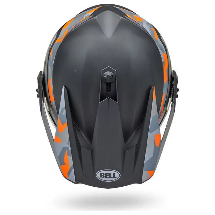 Bell MX-9 Adventure MIPS Mesa ECE 22.06 Matt Black / Orange Camo adventure motorcycle helmet, top view