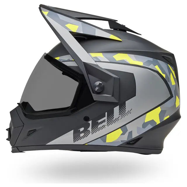 Bell MX-9 Adventure MIPS Mesa ECE 22.06 Matt Black / Yellow Camo adventure motorcycle helmet, left-side profile