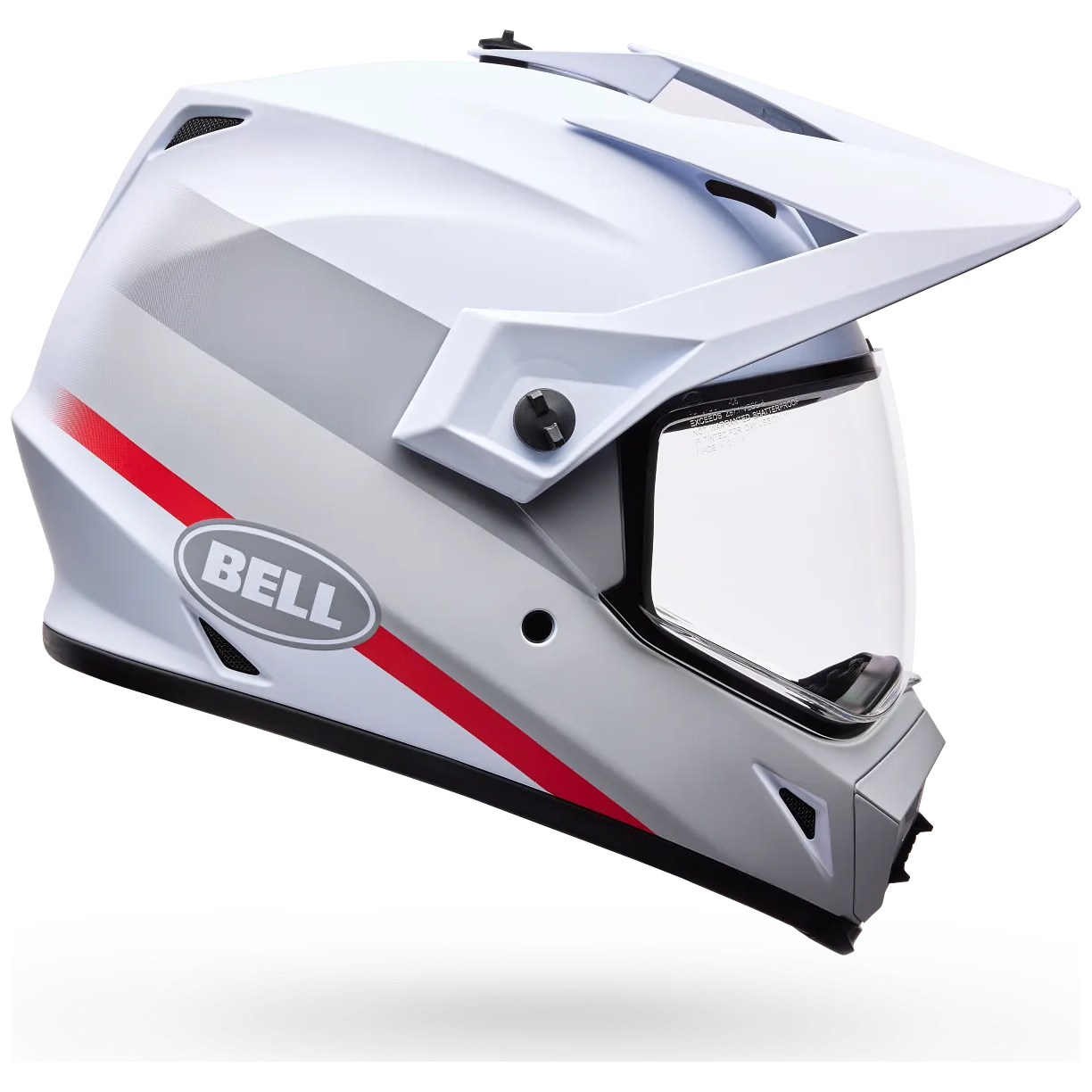 Bell MX-9 Adventure MIPS Trial ECE 22.06 White / Red full-face motorcycle helmet, side profile view