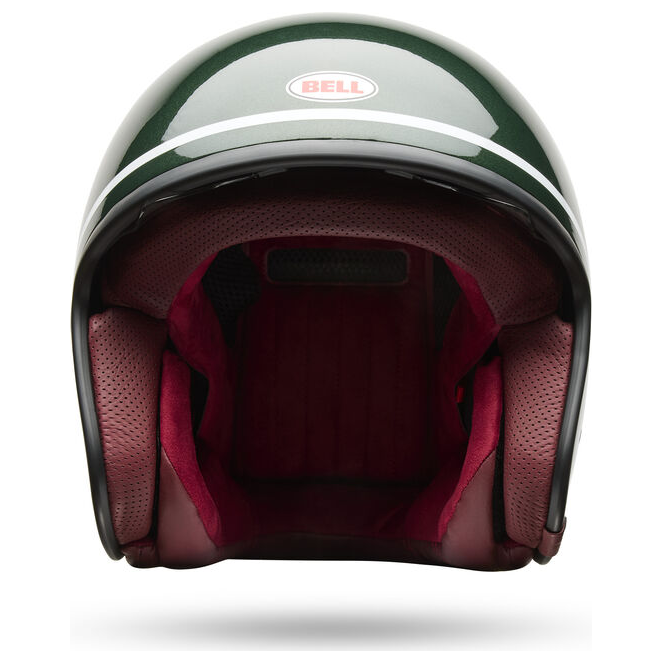 Bell TX-501 Classic ECE 22.06 Gloss Emerald open-face motorcycle helmet, helmet opening view