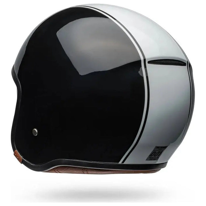 Bell TX-501 Rally ECE 22.06 Black / White open-face motorcycle helmet, rear-left three-quarter view