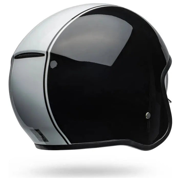 Bell TX-501 Rally ECE 22.06 Black / White open-face motorcycle helmet, rear-right three-quarter view
