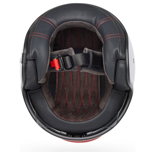 Bell TX-501 Rally ECE 22.06 Red / White open-face motorcycle helmet, interior lining view