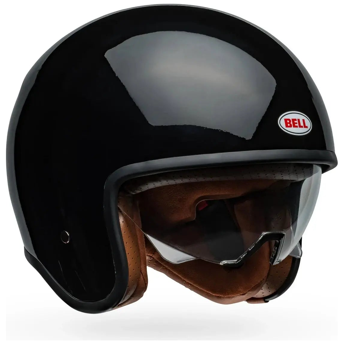 Bell TX-501 Solid ECE 22.06 Black open-face motorcycle helmet, front three-quarter with visor view