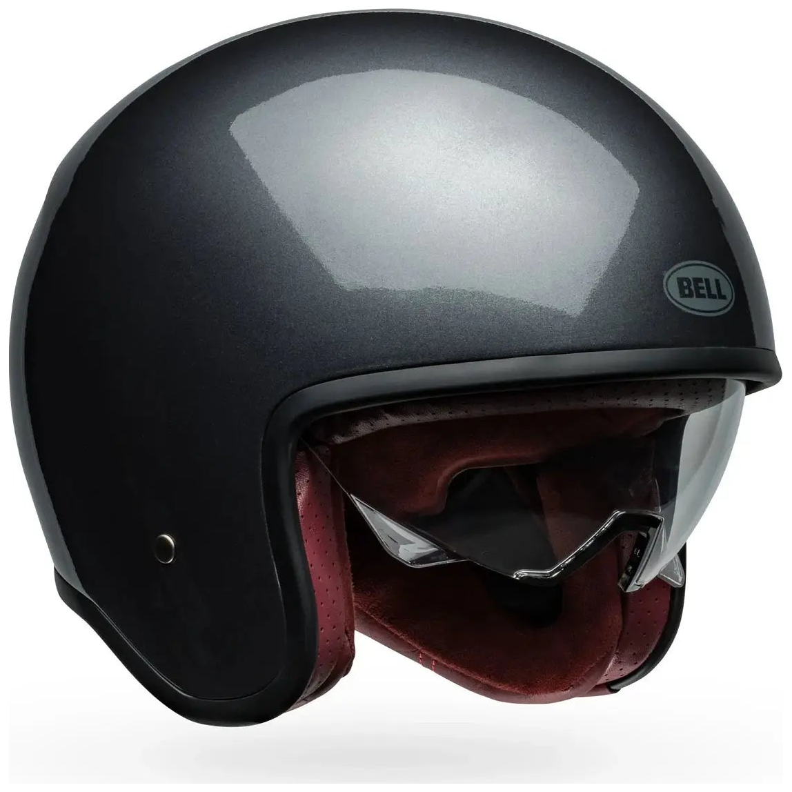 Bell TX-501 Solid ECE 22.06 Starship Grey open-face motorcycle helmet, front three-quarter with visor view