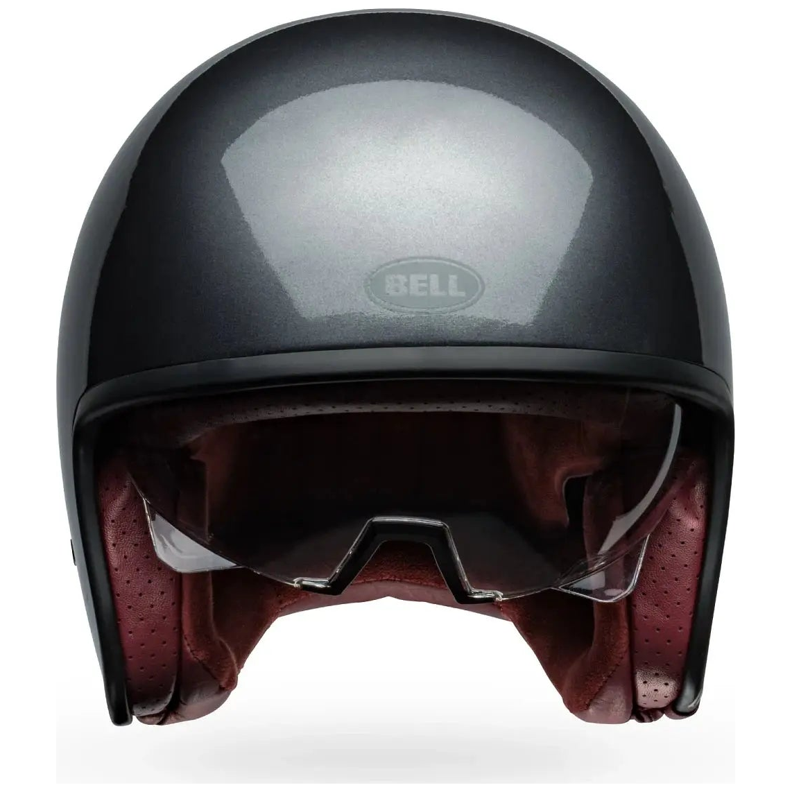 Bell TX-501 Solid ECE 22.06 Starship Grey open-face motorcycle helmet, front with visor view