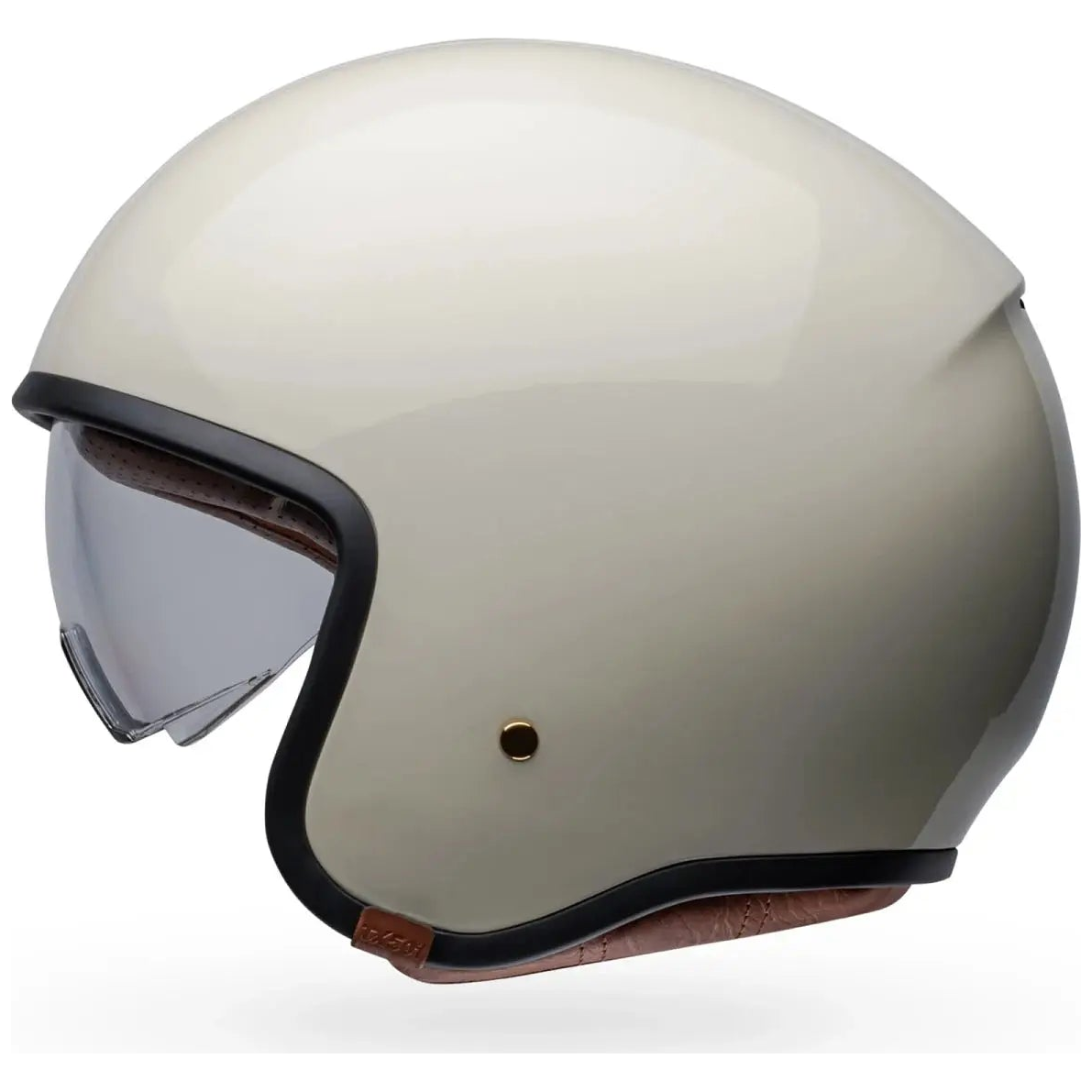 Bell TX-501 Solid ECE 22.06 Vintage White open-face motorcycle helmet, opposite side with visor view