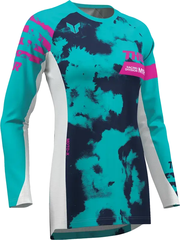 Thor Launchmode Bleach Ladies Jersey Aqua / Navy / Pink / White - FREE UK Shipping, FREE 365 Day Returns | Moto Central