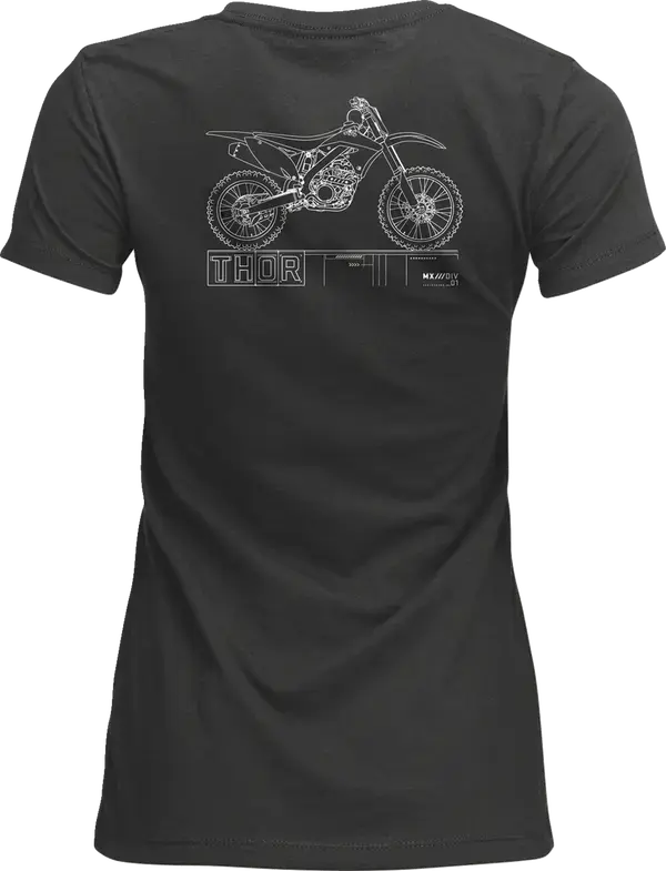 Thor Blueprint Ladies T-Shirt Charcoal - FREE UK Shipping, FREE 365 Day Returns | Moto Central