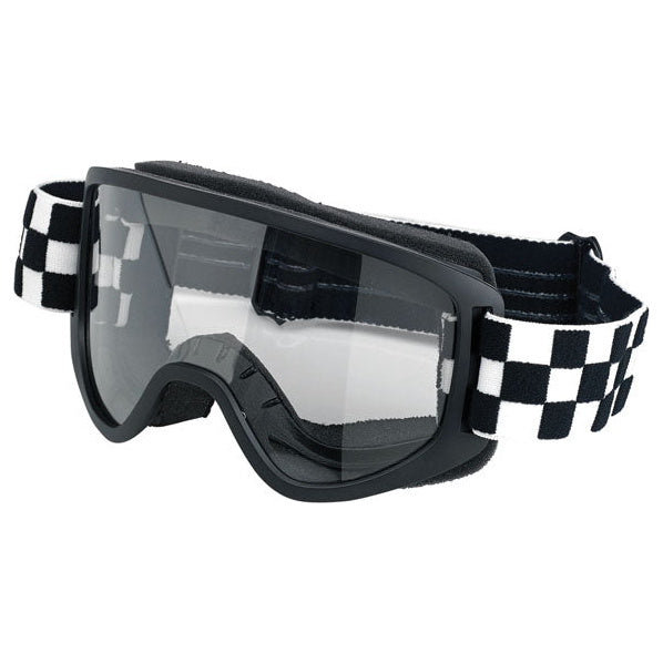 Biltwell Moto 2.0 Checkers Goggles Black / White, motocross goggles, front view