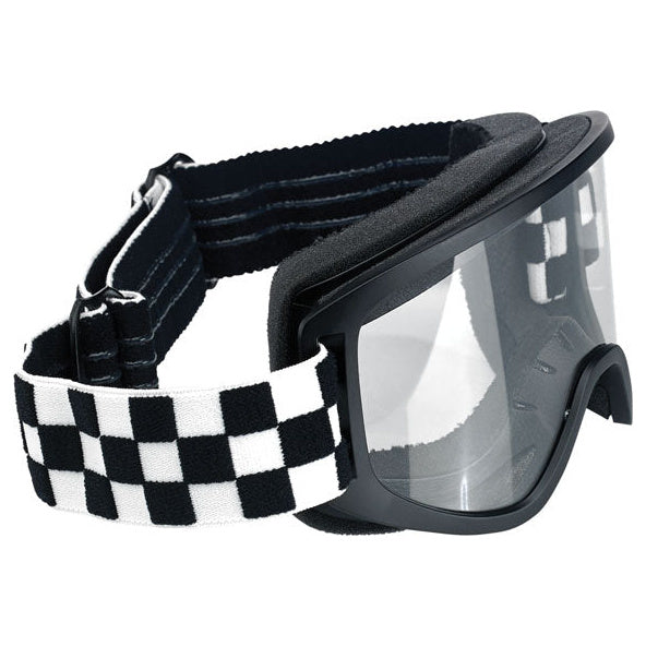 Biltwell Moto 2.0 Checkers Goggles Black / White, motocross goggles, rear three-quarter view