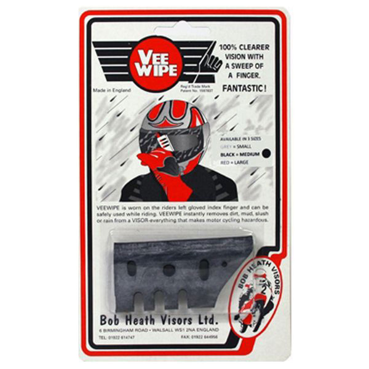 Bob Heath Vee Wipe Black For Helmet Visors - Medium