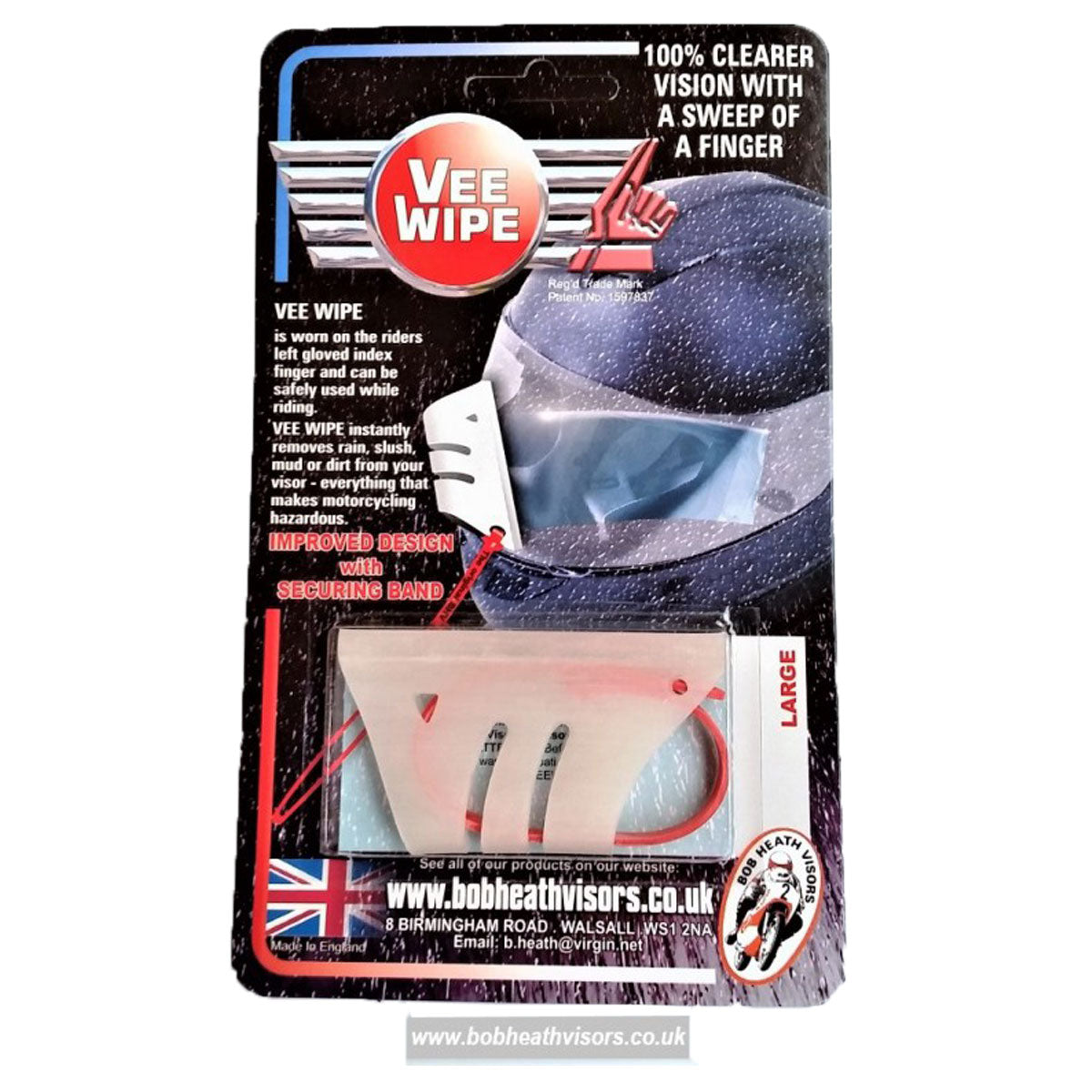 Bob Heath Vee Wipe Opaque Clear For Helmet Visors - Large