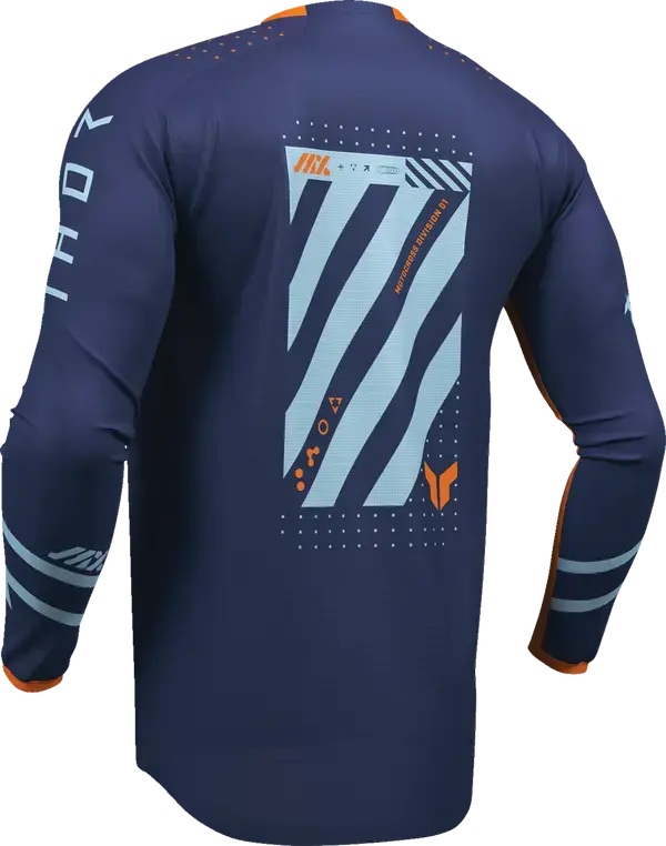 Thor Launchmode Futura Jersey Light Blue / Navy / Orange - FREE UK Shipping, FREE 365 Day Returns | Moto Central