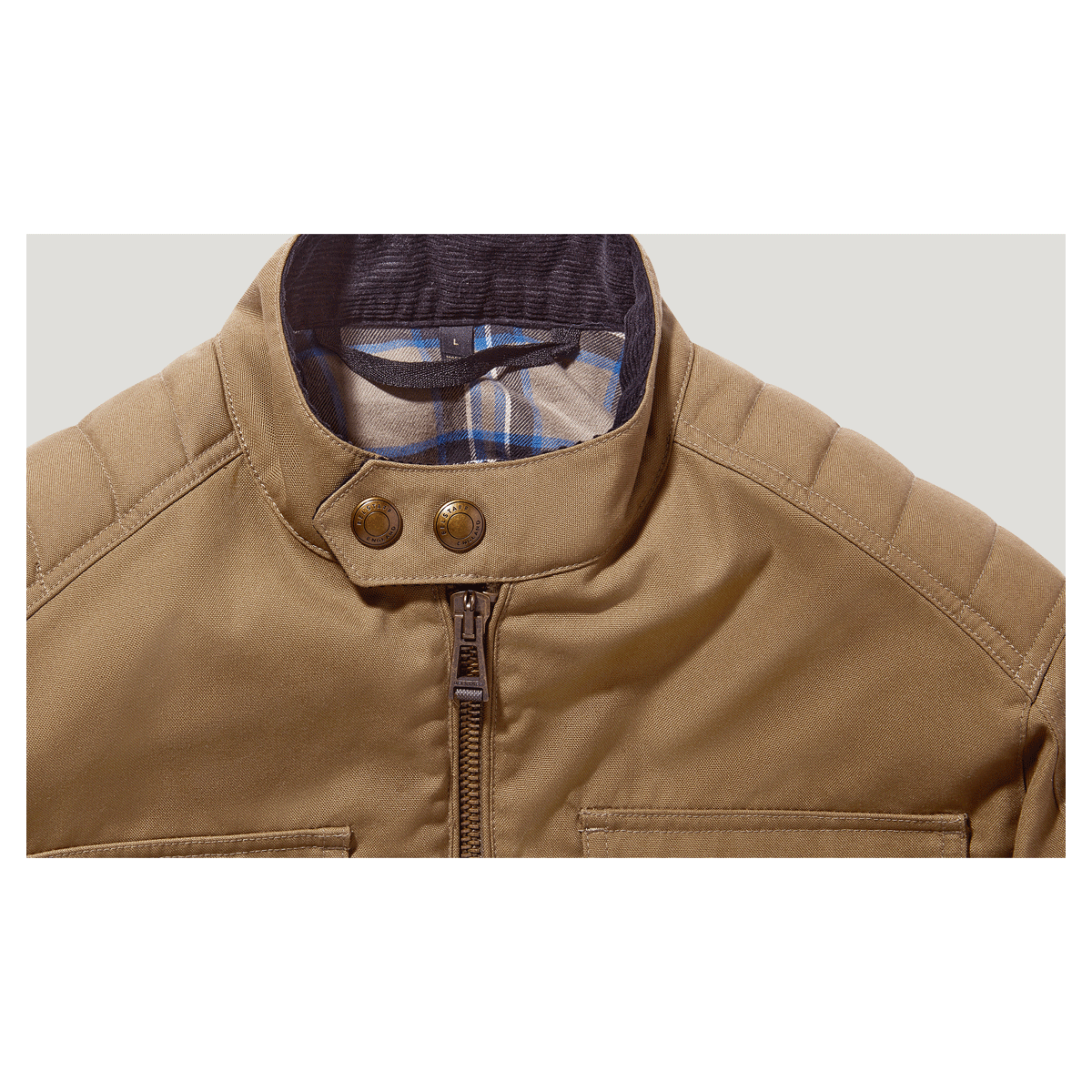 Belstaff Roberts Technical Cotton Canvas Textile Jacket Olive FREE UK Delivery, FREE 365 Day Returns | Moto Central