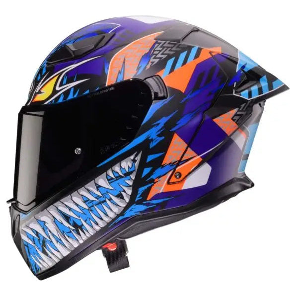 Caberg Drift Evo 2 Nobo Matt Black / Fluo Red / Blue / Purple motorcycle helmet, right-side view