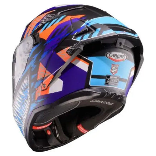 Caberg Drift Evo 2 Nobo Matt Black / Fluo Red / Blue / Purple motorcycle helmet, rear view