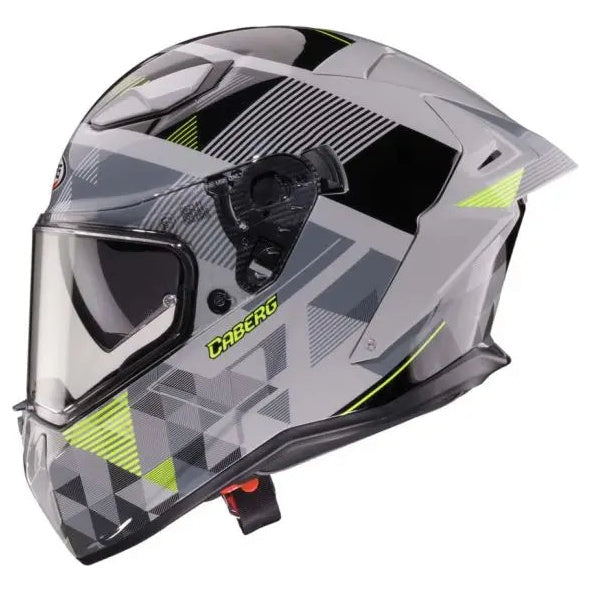 Caberg Drift Evo 2 Prism Grey / Black / Yellow motorcycle helmet, left-side view