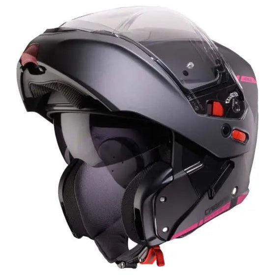 Caberg Horus X Ray Black / Grey / Fuchsia motorcycle helmet, open-face view