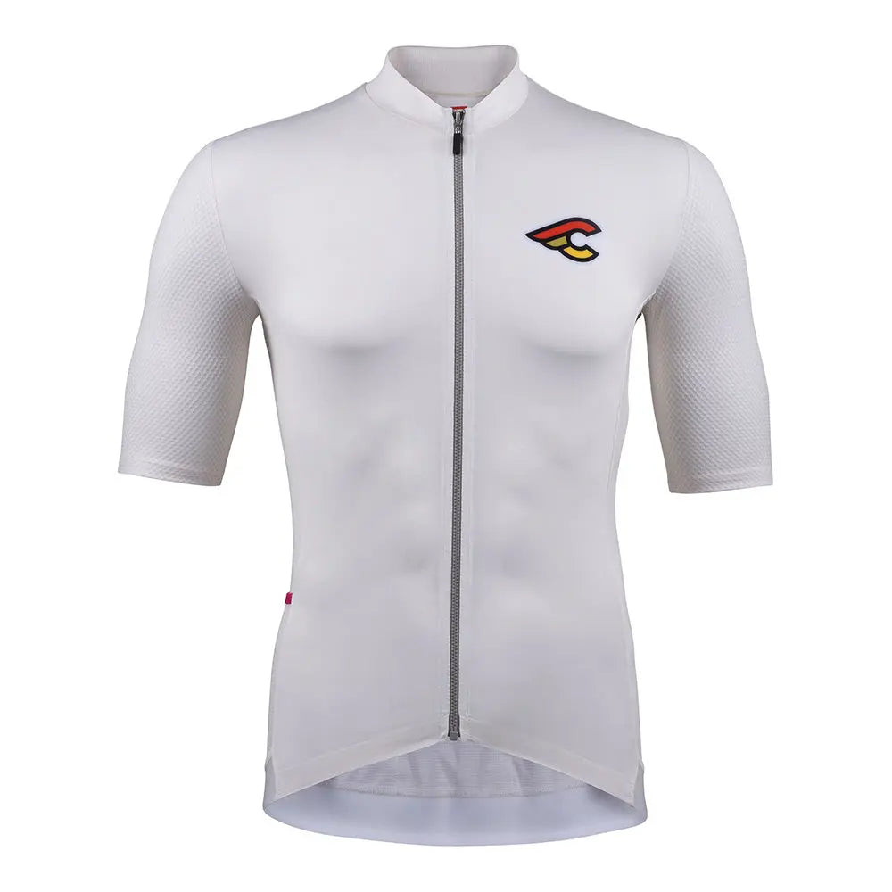 Cinelli Tempo We Bike Harder Zipped Short Sleeves Jersey White - FREE UK Shipping, FREE 365 Day Returns | Moto Central