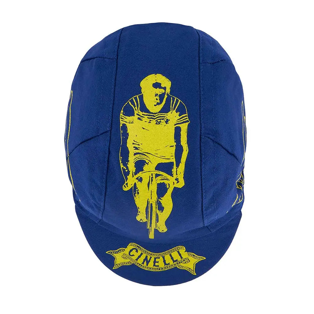 Cinelli Milano Bike Veterans Cap Blue / Yellow - FREE UK Shipping, FREE 365 Day Returns | Moto Central