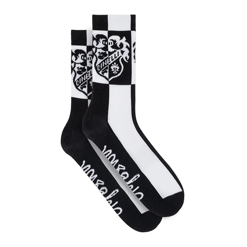 Cinelli Crest Socks Black / White - FREE UK Shipping, FREE 365 Day Returns | Moto Central