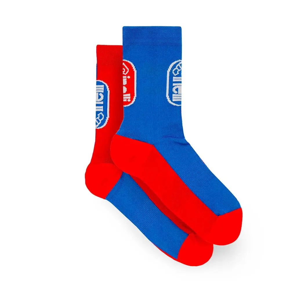 Cinelli Oval Socks Red / Blue - FREE UK Shipping, FREE 365 Day Returns | Moto Central