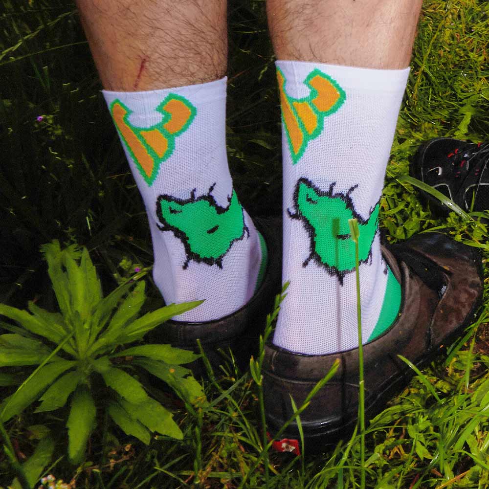 Cinelli Cactus Socks White / Green - FREE UK Shipping, FREE 365 Day Returns | Moto Central