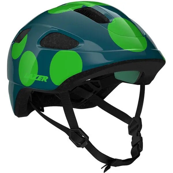 Lazer NutZ 2.0 KinetiCore Youth Cycle Helmet Green Dots - FREE UK Shipping, FREE 365 Day Returns | Moto Central