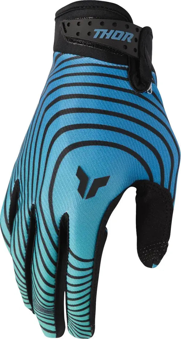 Thor Launchmode Identity Textile Gloves Black / Teal - FREE UK Shipping, FREE 365 Day Returns | Moto Central