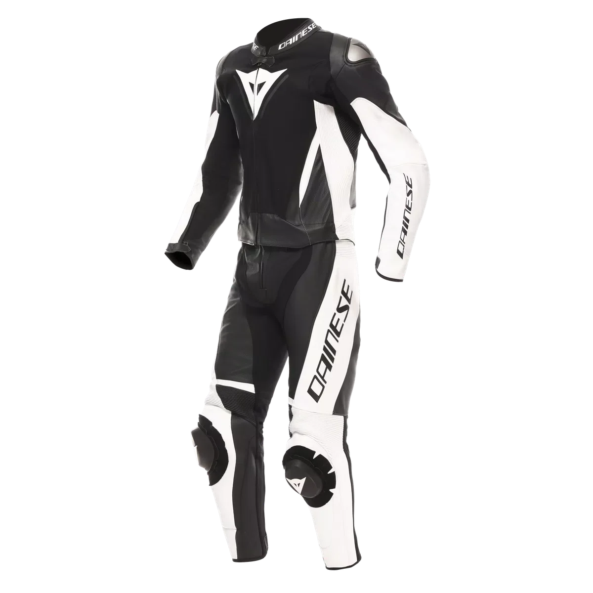 Dainese Demon Sprint 2 Piece Leather Suit Black / White, front product view