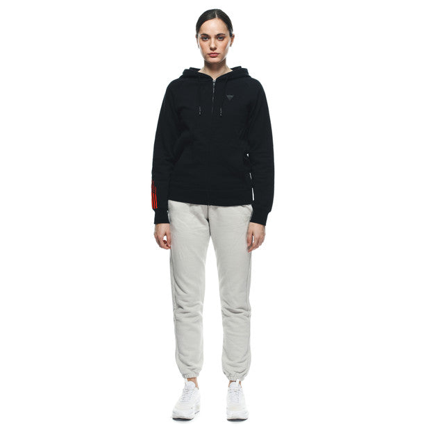 Dainese Logo Ladies Front Zip Casual Hoodie Black